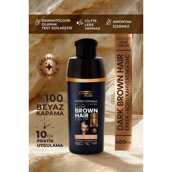 Softto Plus Expert Men Dark Brown Hair Color Koyu Kahve Geliştirilmiş Formül Doğal Görünüm