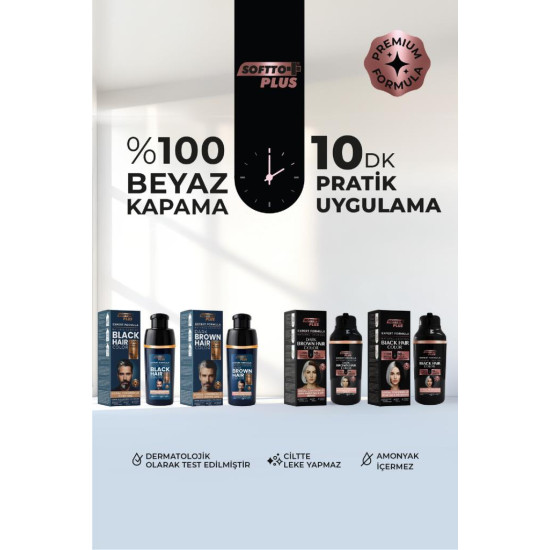Softto Plus Expert Men Dark Brown Hair Color Koyu Kahve Geliştirilmiş Formül Doğal Görünüm